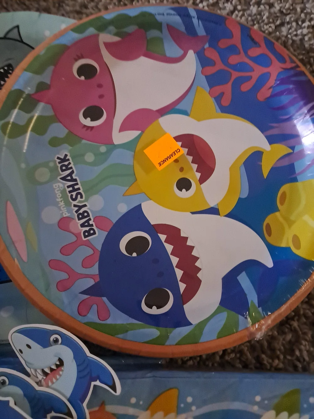 Baby Shark Blue Disposable Party Plates & Napkins Set - Kids Tableware